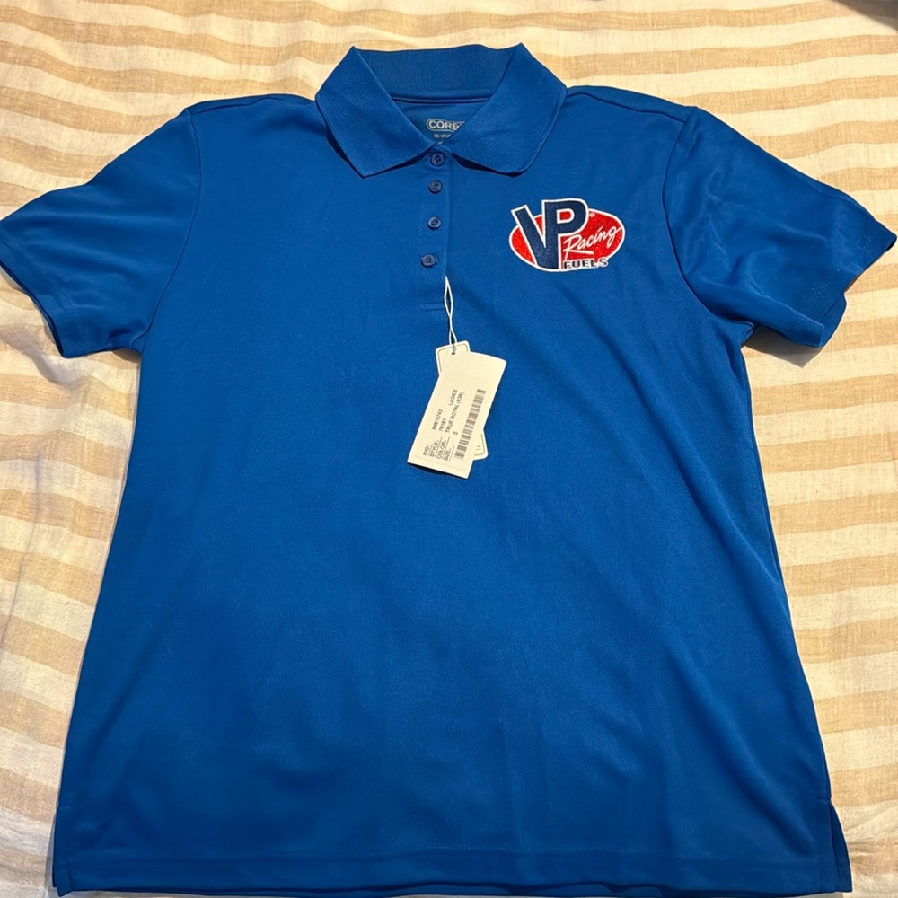 NWT VP Racing Fuels royal blue polo women’s size S